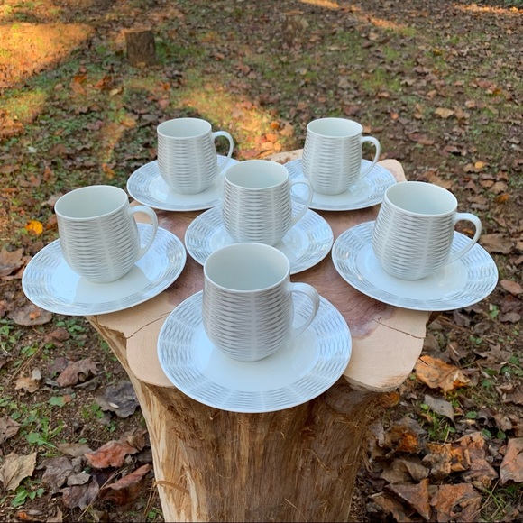 6 X Thomas design by Sigvard Bernadotte set of cups and saucers geometric design - Picture 2 of 14